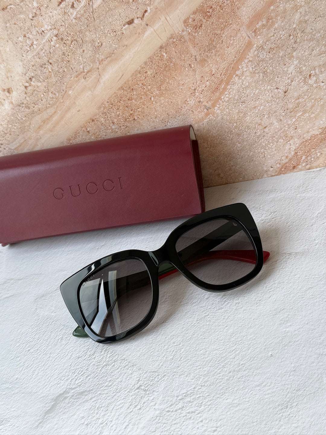 Gucci GG0163SN Black Squared Cat Eye Sunglasses