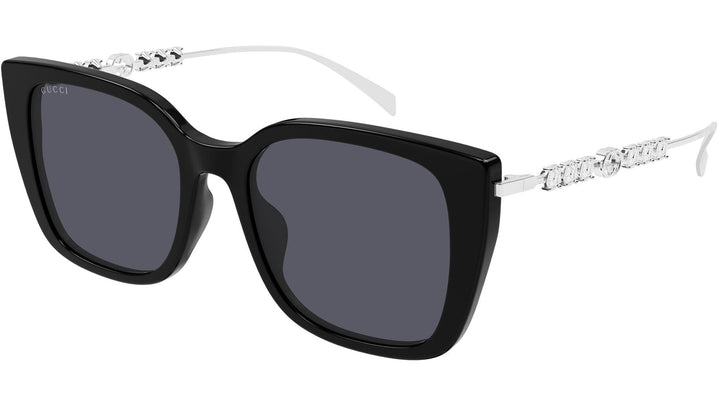 Gucci GG1971SA Squared Cat Eye Crystal Sunglasses in Black