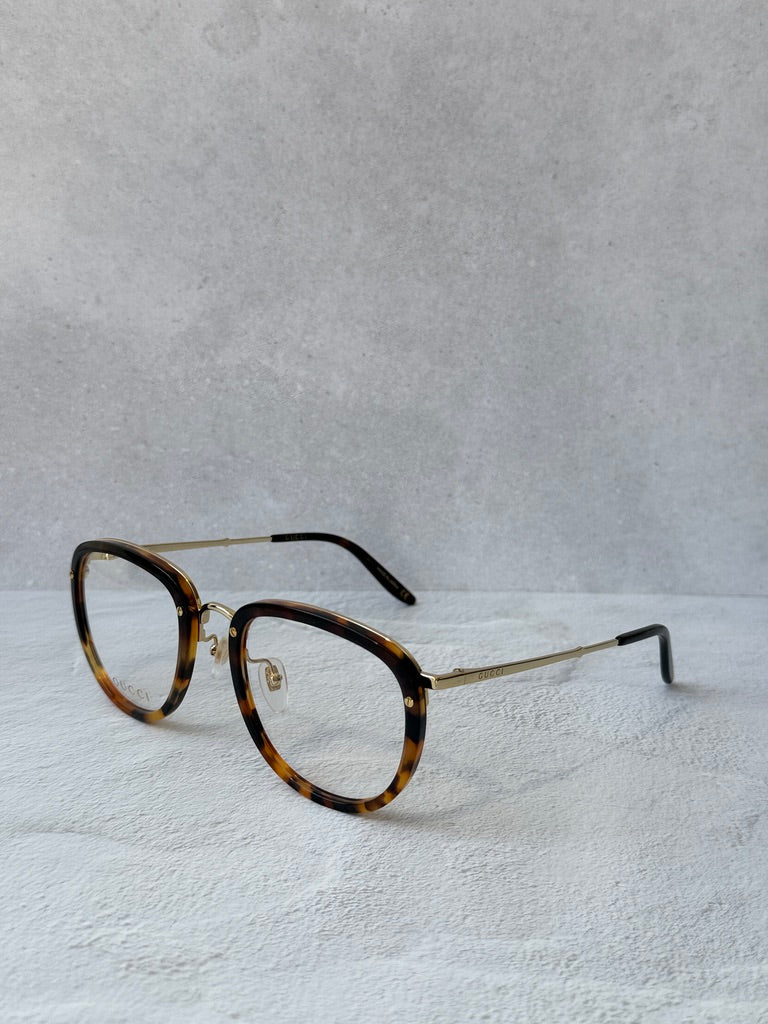 Gucci GG0675O Round Metal Eyeglasses Frames in Havana Brown