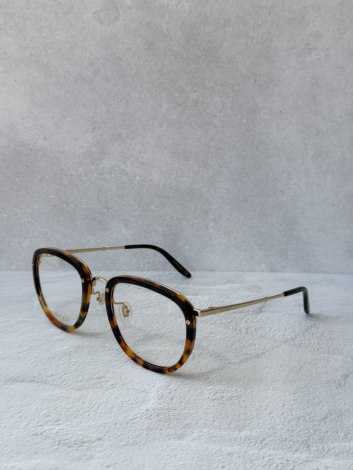 Gucci GG0675O Round Metal Eyeglasses Frames in Havana Brown