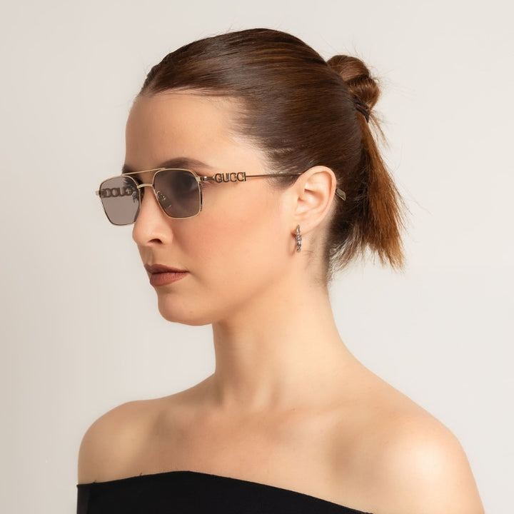 Gucci GG1804S Gold Violet Aviator Sunglasses