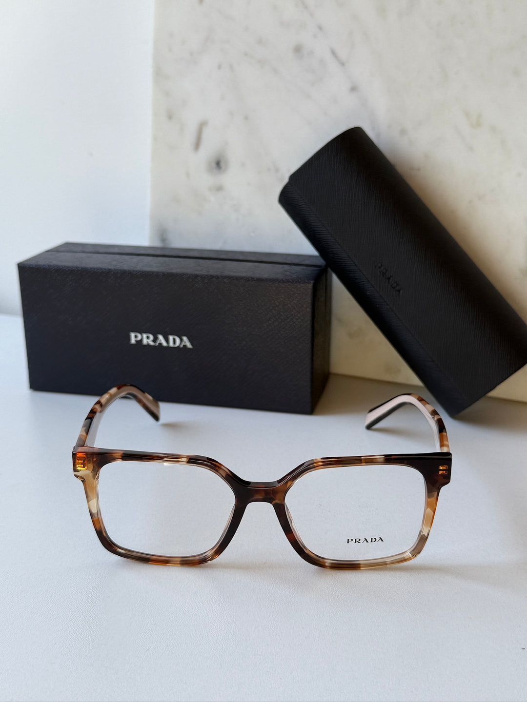 Prada PR B03V Eyeglasses Frames in Havana Caramel