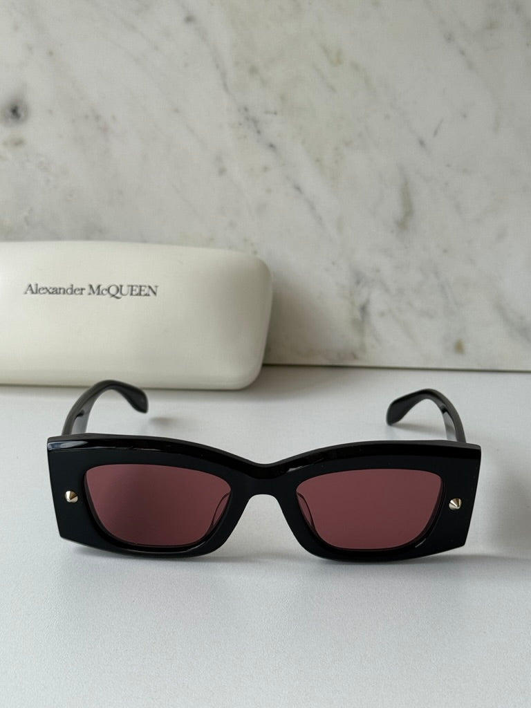 Alexander McQueen AM0426S Black Pink Lens Sunglasses