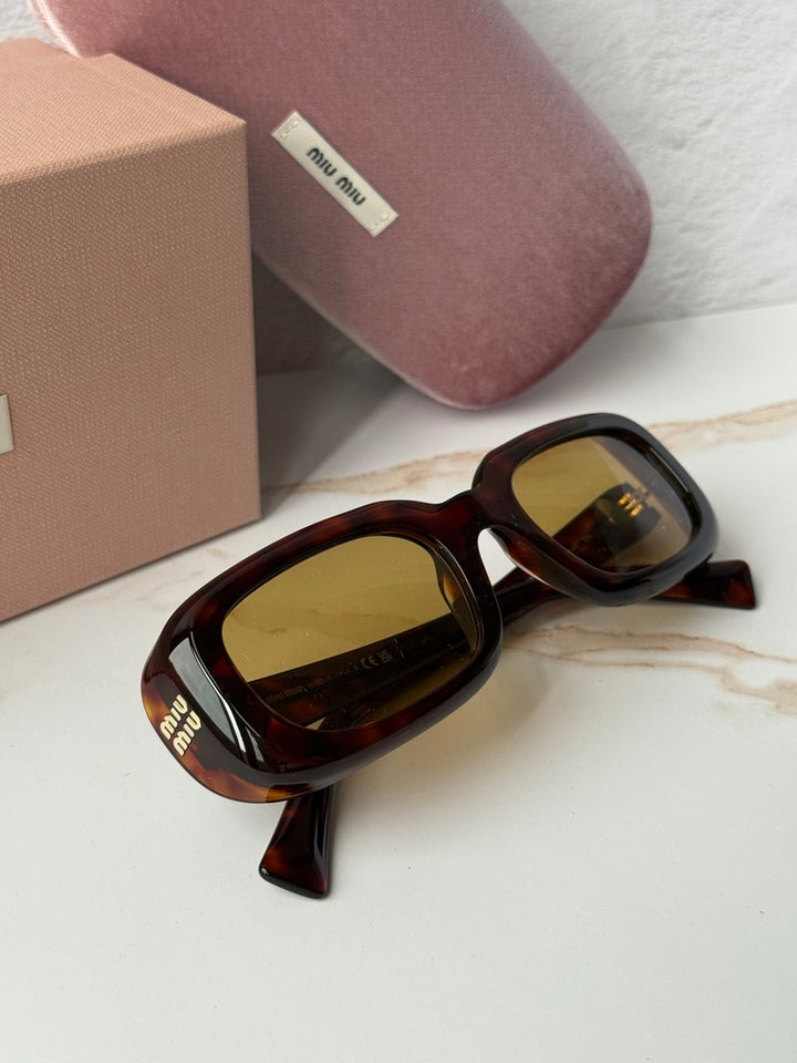 Miu Miu MU B13S Havana Brown Rectangular Sunglasses