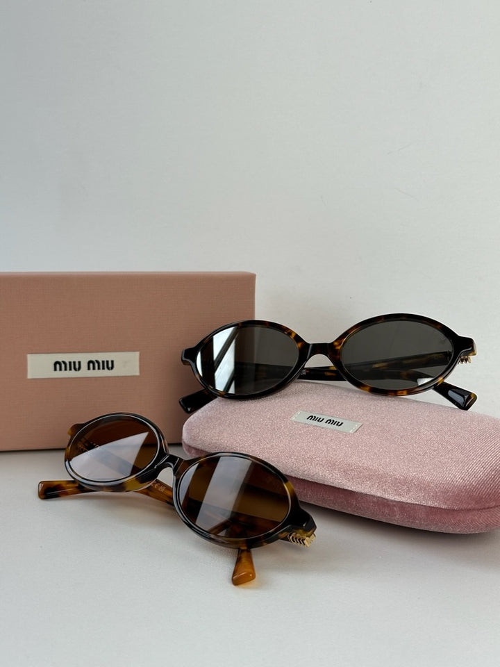 Miu Miu MU04ZS Light Havana Mirrored Sunglasses