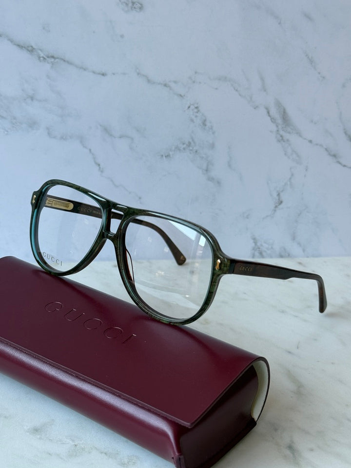 GG1044O Aviator Eyeglasses Frames in Blue Brown