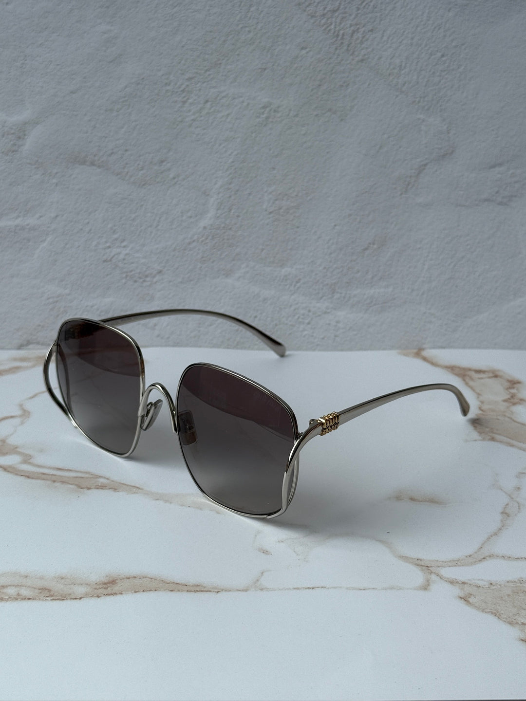 Miu Miu MU A57S Silver Oversized Round Sunglasses