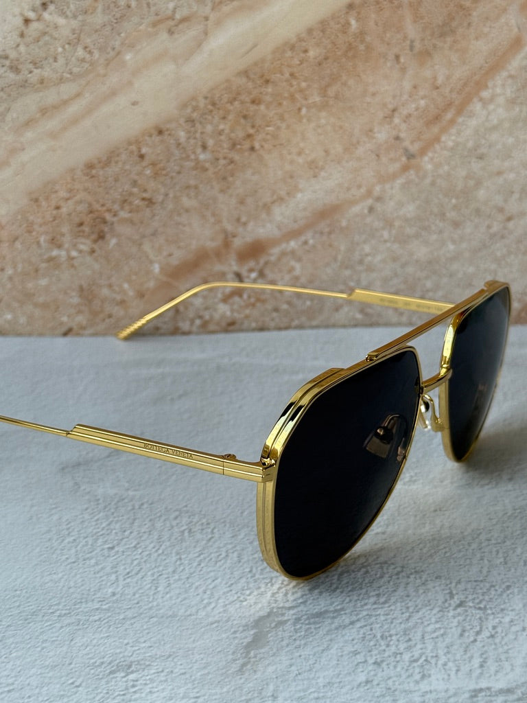 Bottega Veneta BV1465S Light Ribbon Aviator Gold Sunglasses