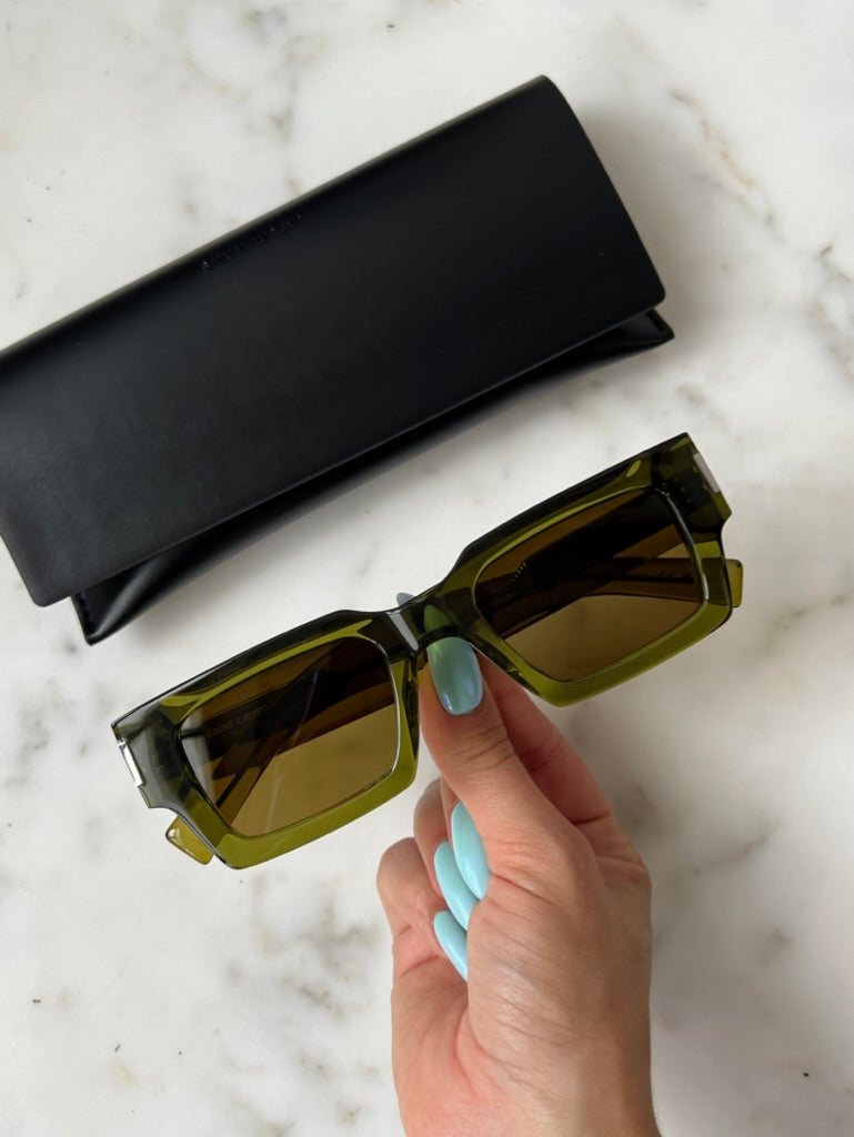 Saint Laurent SL572 Sunglasses in Olive Green