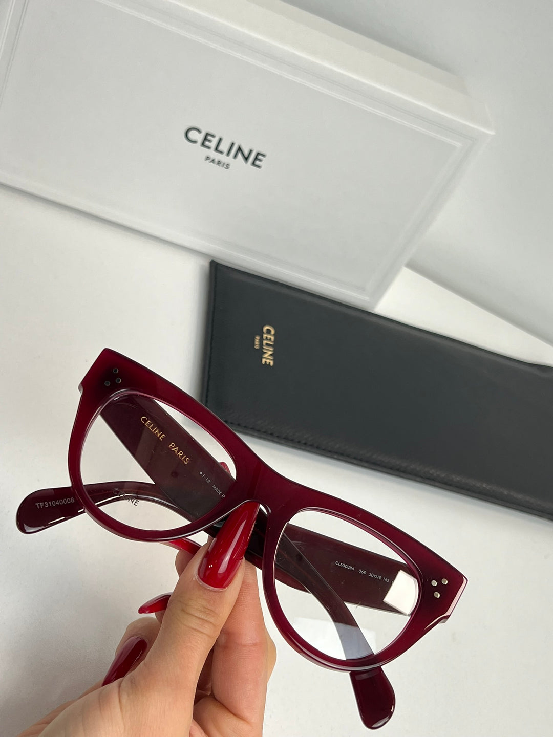 Celine CL50003I Monturas de anteojos tipo ojo de gato gruesas en negro