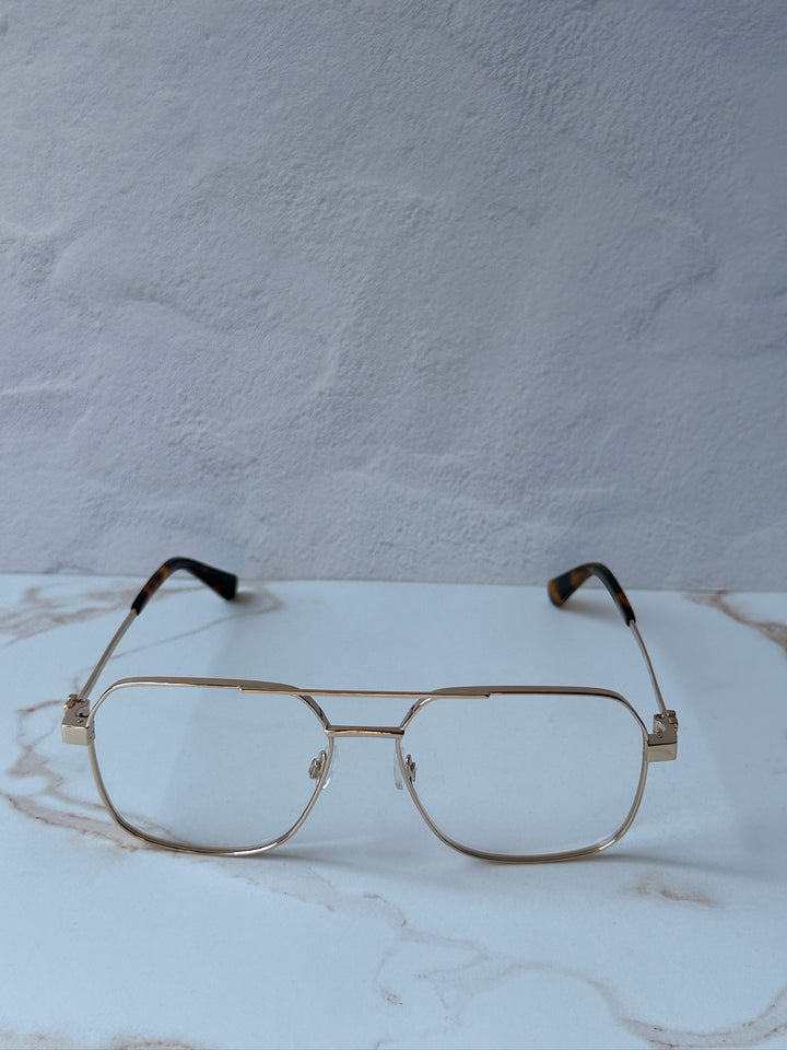 Off White Style 7J Pilot Eyeglasses Frames in Gold