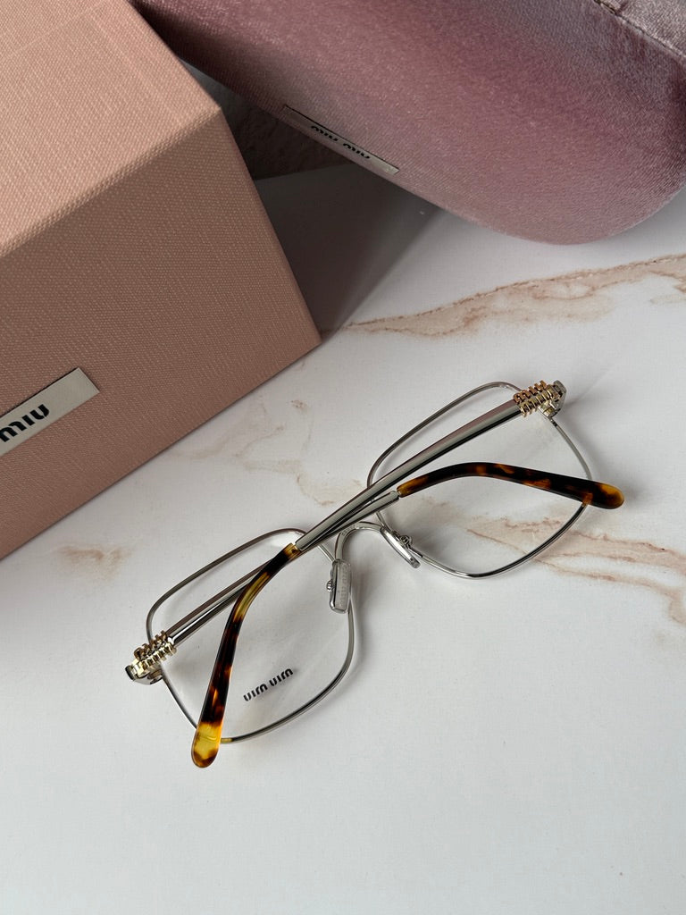 Miu Miu MU51YV Silver Oversized Square Eyeglasses Frames