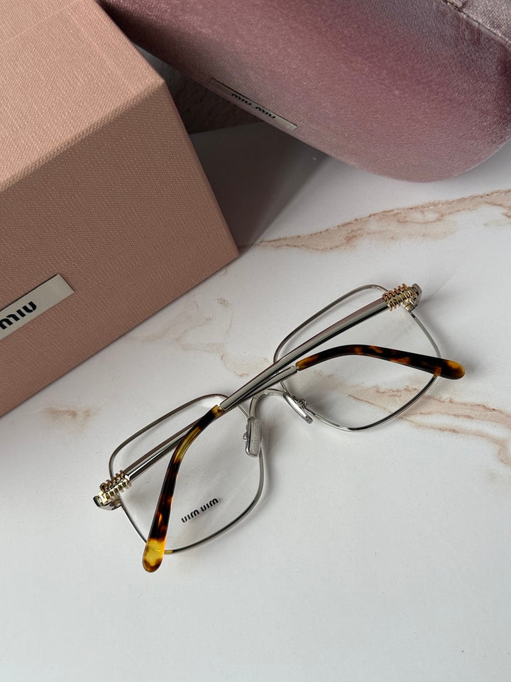 Miu Miu MU51YV Silver Oversized Square Eyeglasses Frames