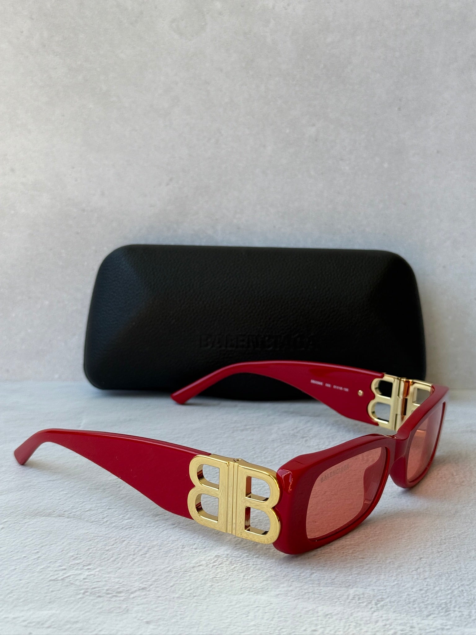 Balenciaga BB0096S Logo Sunglasses in Red | Designer Daydream