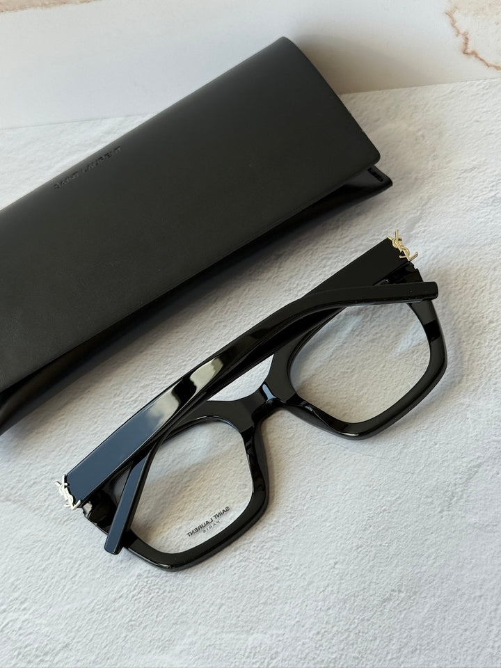 Saint Laurent SLM95/F Gafas de sol estilo ojo de gato con montura gruesa en oro negro