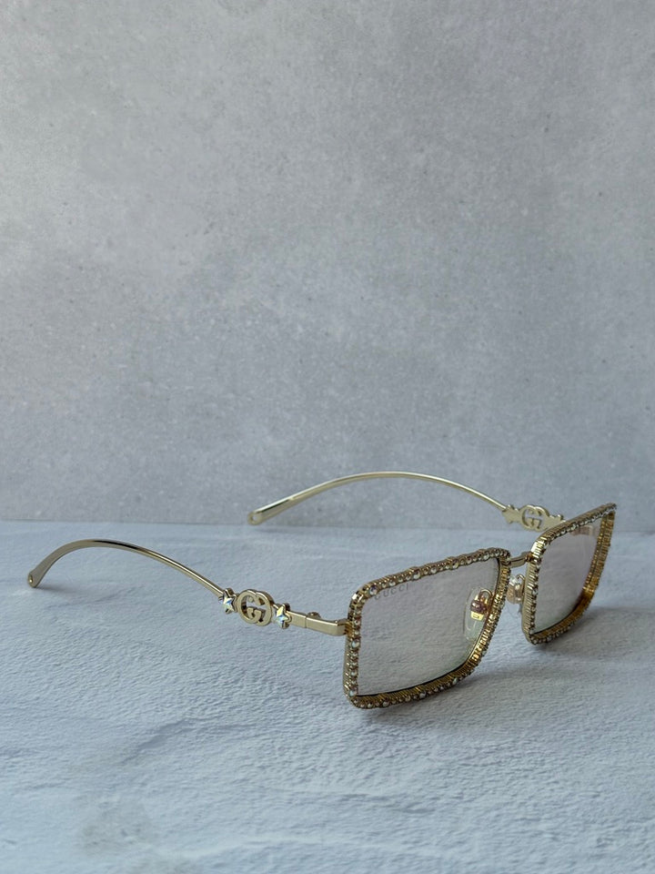 Gucci GG1568S Chain Sunglasses in Gold Crystal