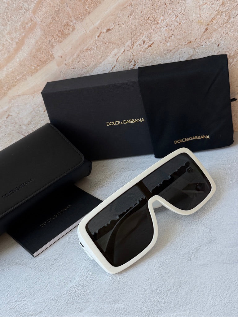 Dolce Gabbana DG6204 Oversized Mask White Sunglasses