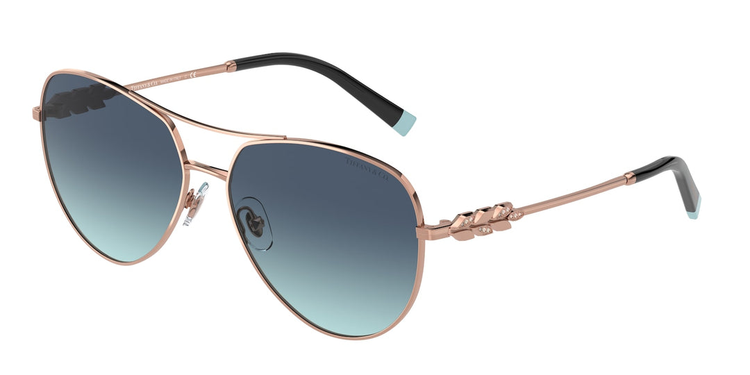 Tiffany & Co TF3083B Aviator Sunglasses in Rose Gold