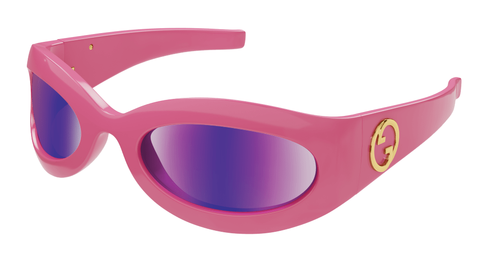 Gucci GG1247S Pink Mirror Shield Sunglasses