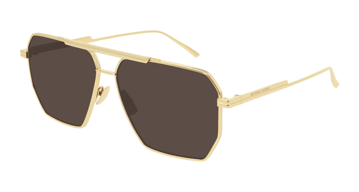 Bottega Veneta BV1012S Minimalist Aviator Sunglasses in Brown Lens