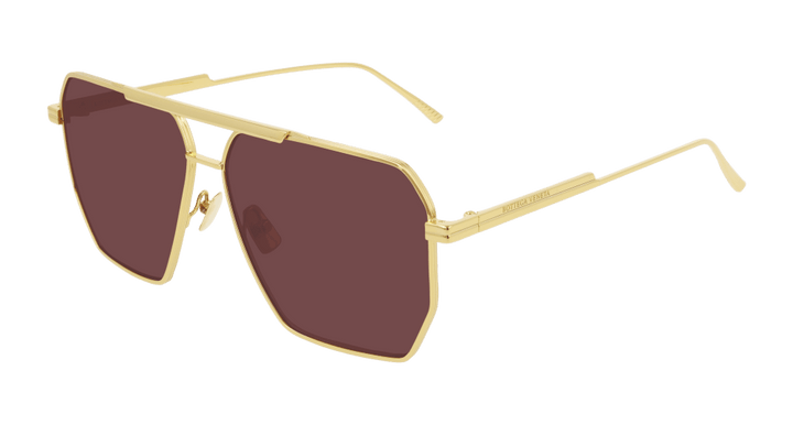 Bottega Veneta BV1012S Minimalist Aviator Sunglasses in Red Lens