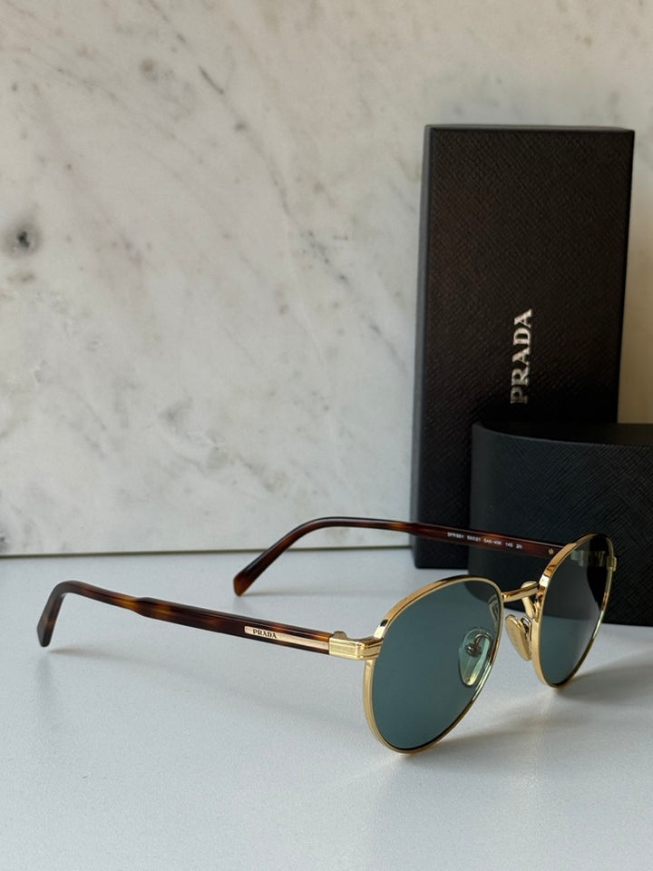 Prada PR B51S Sunglasses in Gold Tinted Blue
