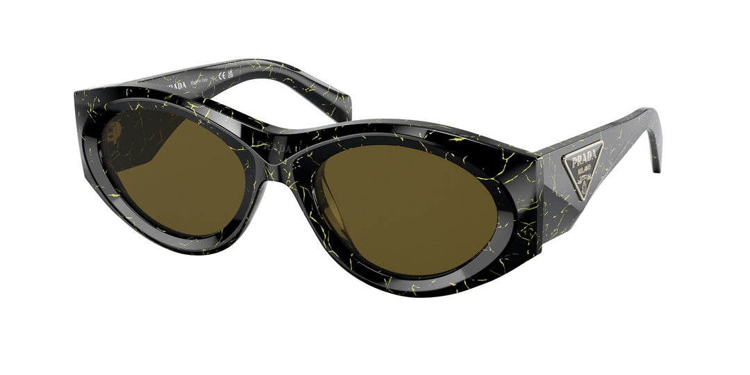 Prada PR20ZS Rounded Sunglasses in Black Yellow Marble