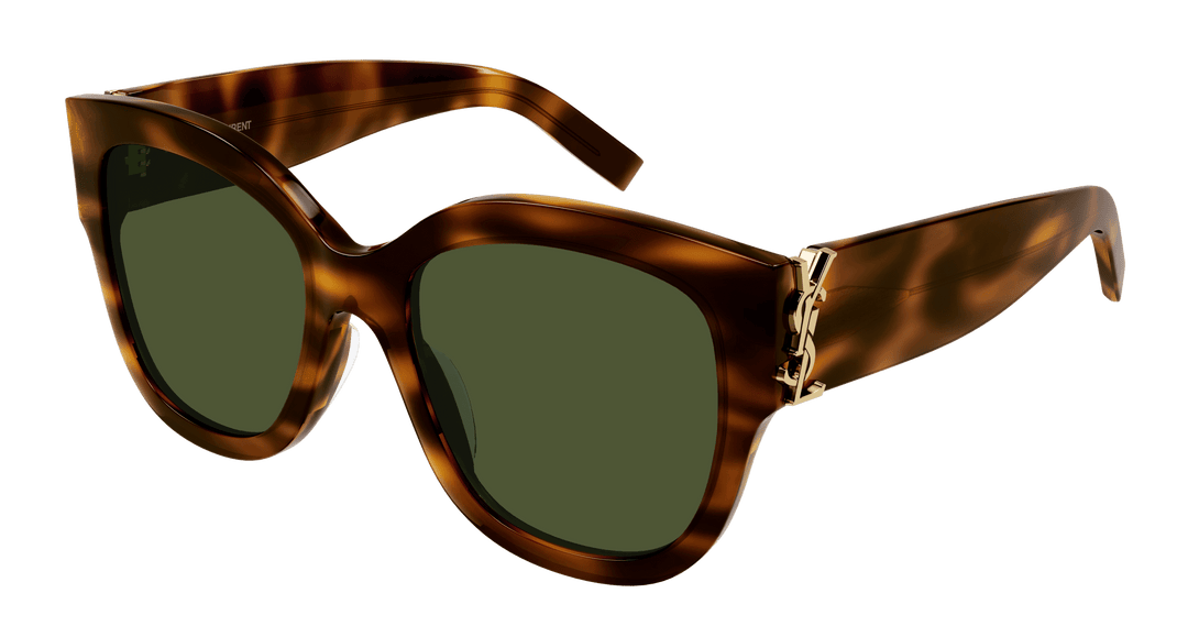 Saint Laurent SLM95/F Thick Rim Cat Eye Sunglasses in Brown Gold