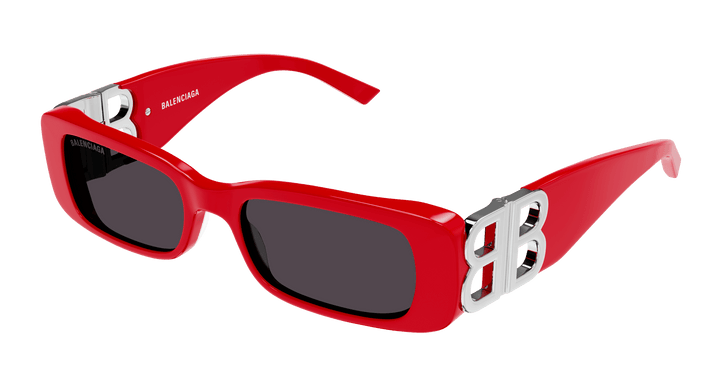 Balenciaga BB0096S Gafas de sol con logo en rojo plateado