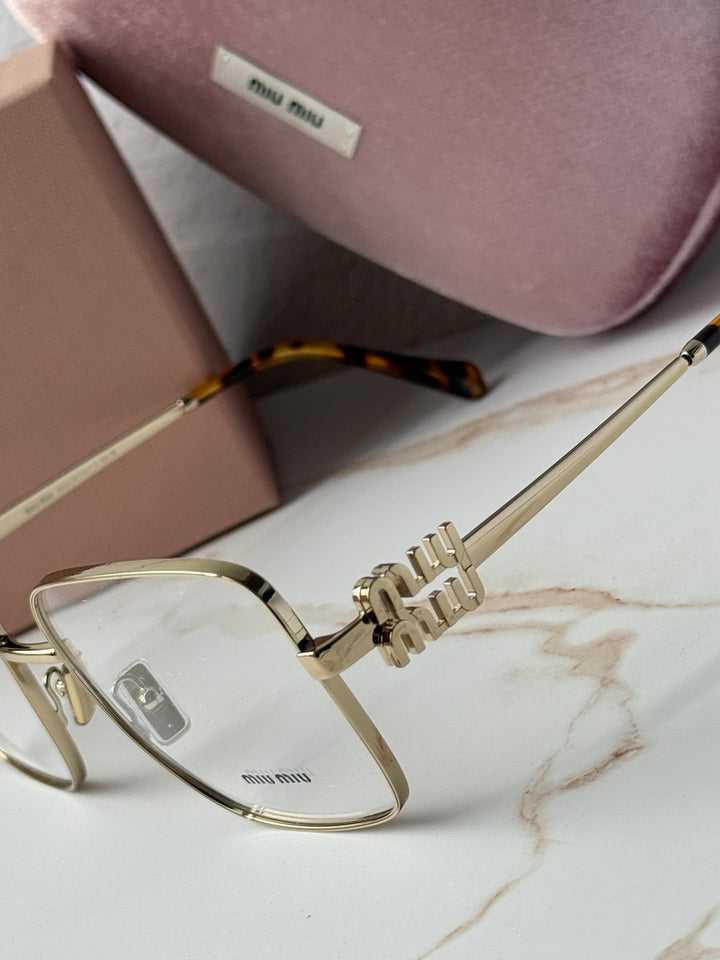 Miu Miu MU51XV Gold Oversized Square Eyeglasses Frames