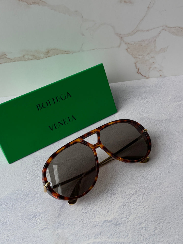 Bottega Veneta BV1274S Tortoiseshell Aviator Sunglasses