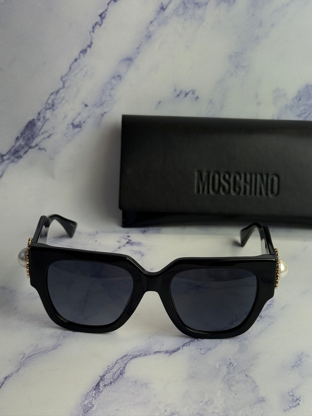 Moschino MOS153/S Black Pearl Logo Sunglasses