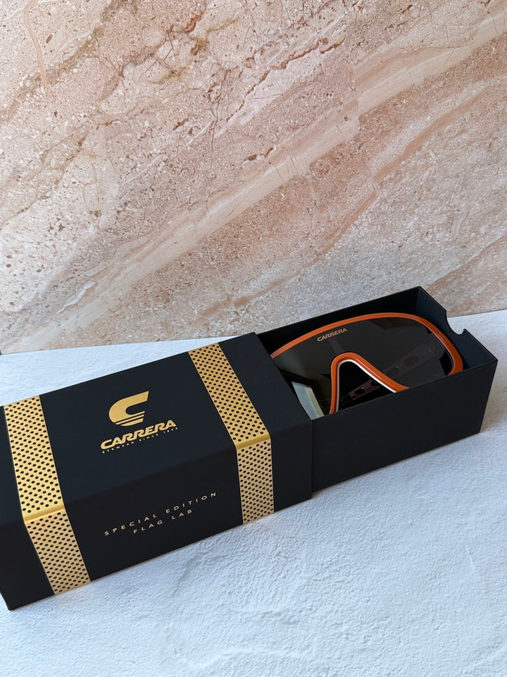 Carrera Flaglab 17 Oversized Mask Sunglasses in Orange