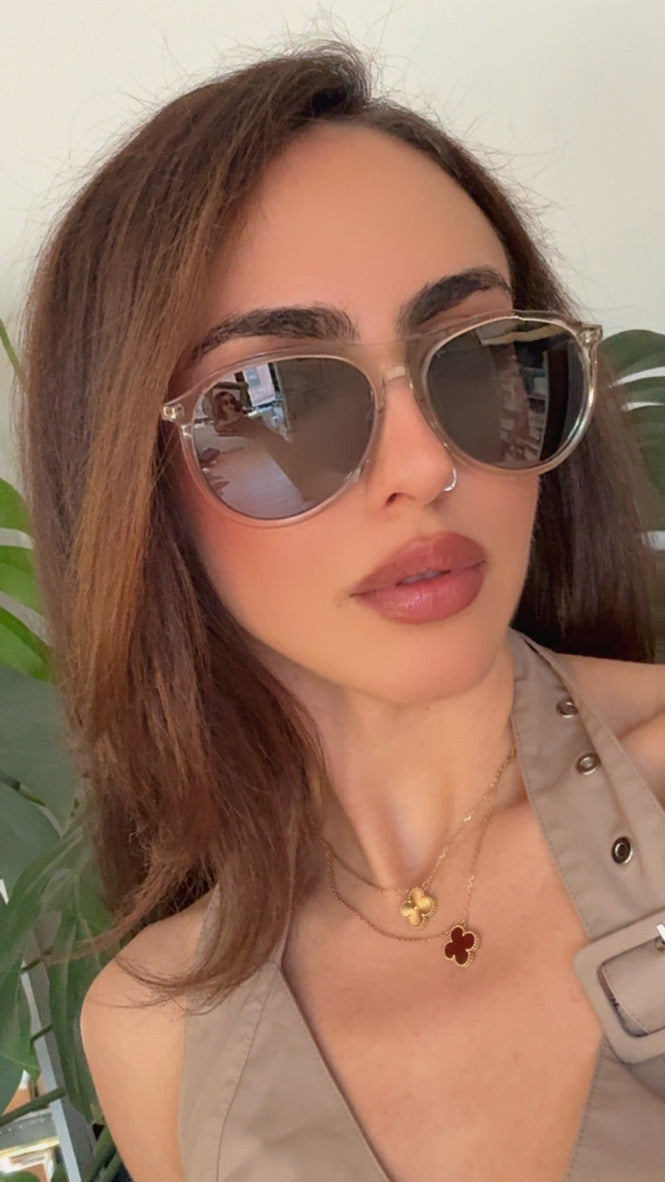 Saint Laurent SL667 Aviator Sunglasses in Transparent Mirrored