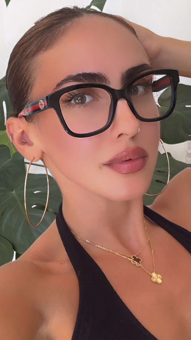 Gucci GG1863O Square Frames in Black Striped Temple