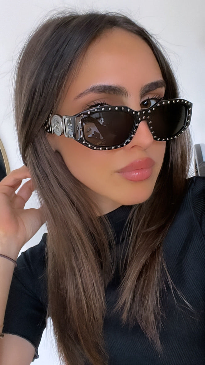 Versace VE4361 Biggie Sunglasses in Black Silver Studs
