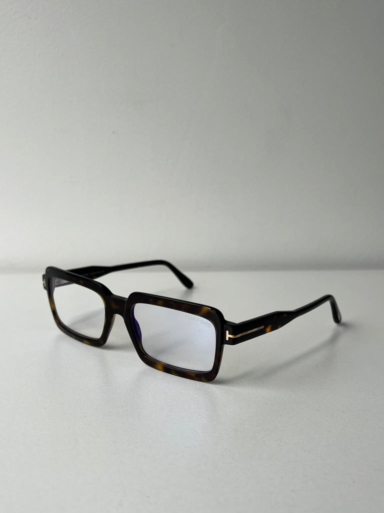 Tom Ford FT5711-B Rectangular Bluelight Frames in Havana Brown