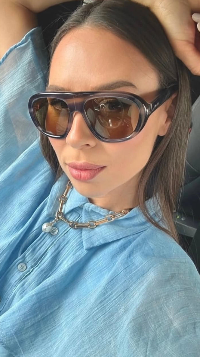 Prada PR C05S Aviator Sunglasses in Havana Yellow