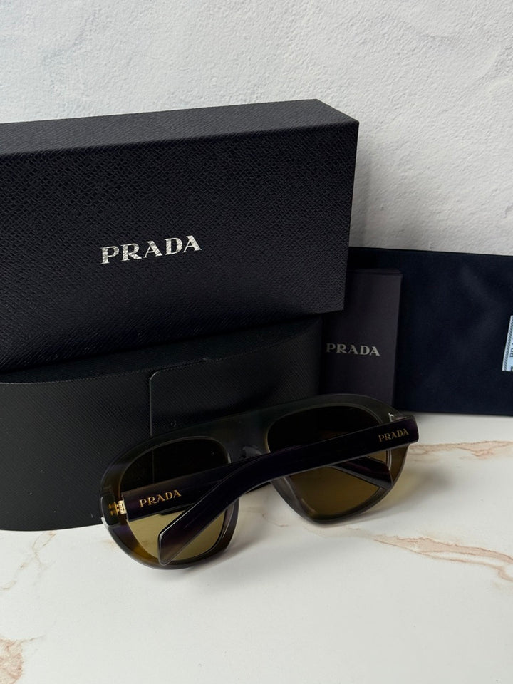 Prada PR C05S Aviator Sunglasses in Havana Yellow