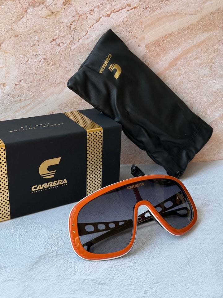 Carrera Flaglab 17 Oversized Mask Sunglasses in Orange