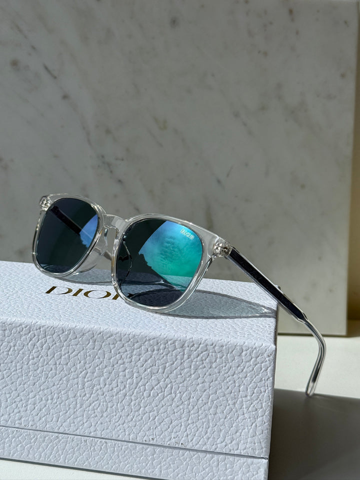 Dior Indior S1I Square Sunglasses in Clear Blue Mirror