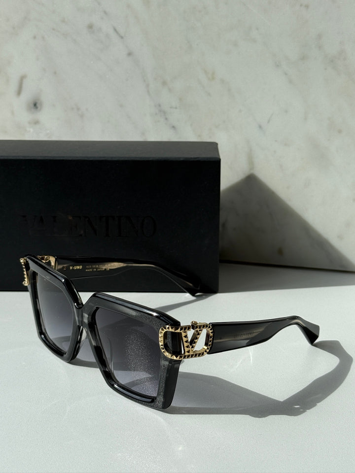 Valentino V-Uno VLS107-A Black Swirl Square Sunglasses