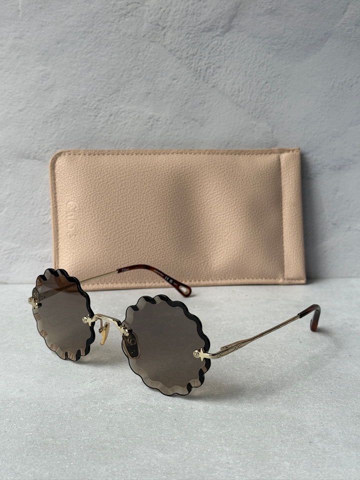 Chloe CH0047S Rosie Scalloped Sunglasses in Gradient Brown