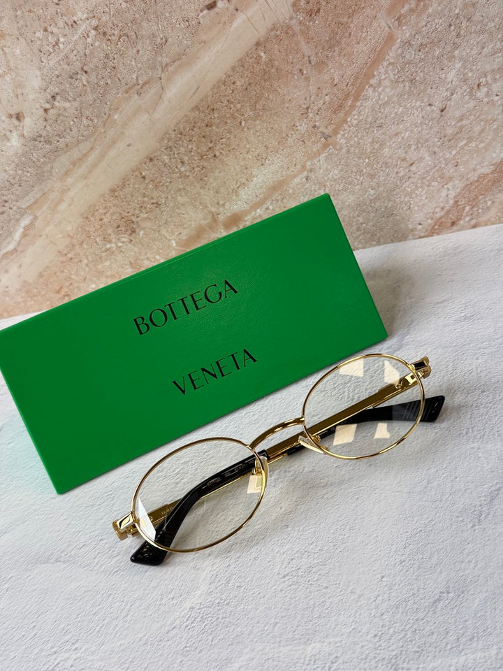 Bottega Veneta BV1470S Oval Gold Bluelight Sunglasses