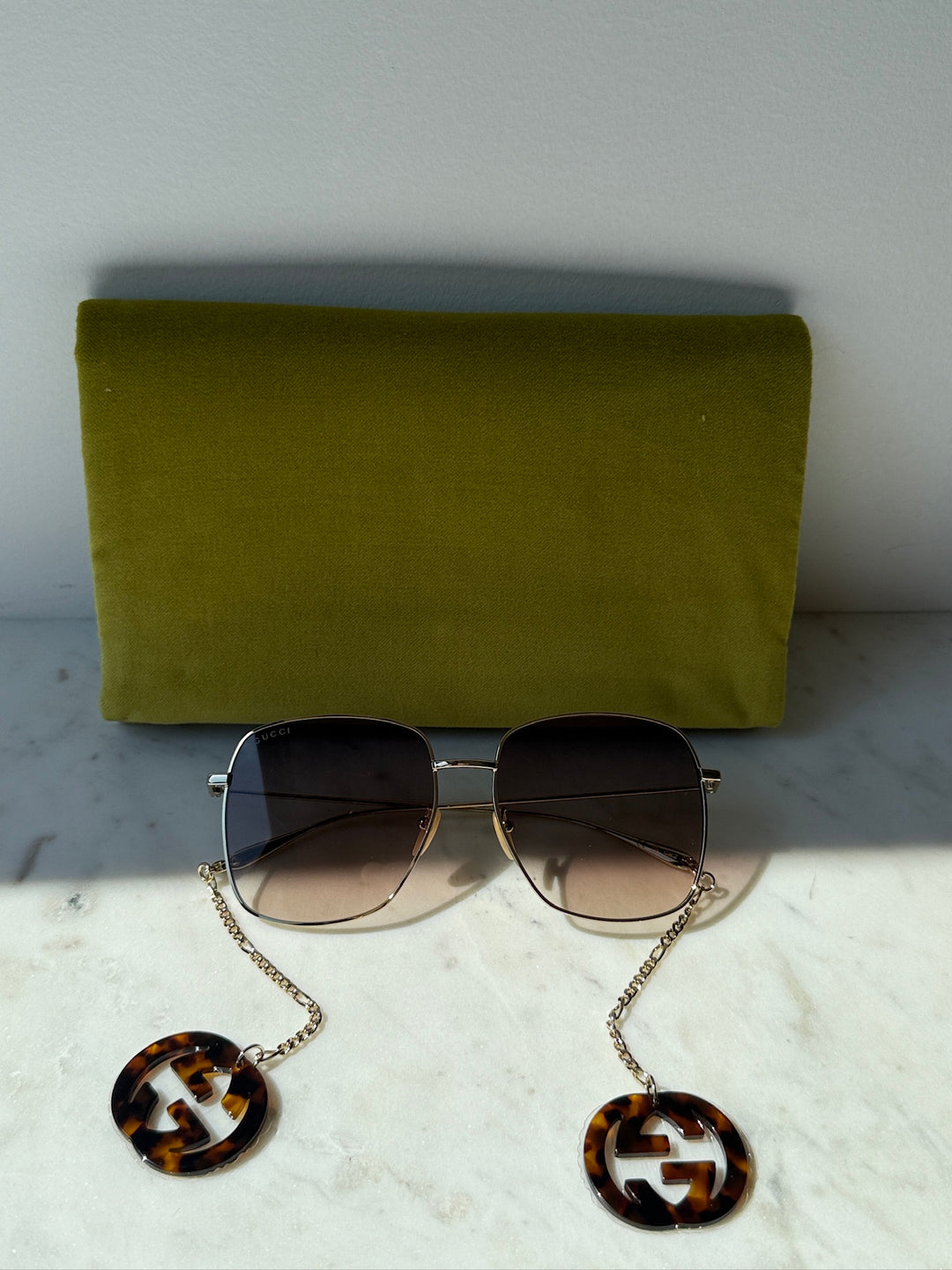 Gucci GG1031S Earring Oversized Square Sunglasses