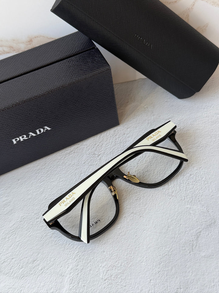 Prada PR B07VD Eyeglasses Frames in Black White