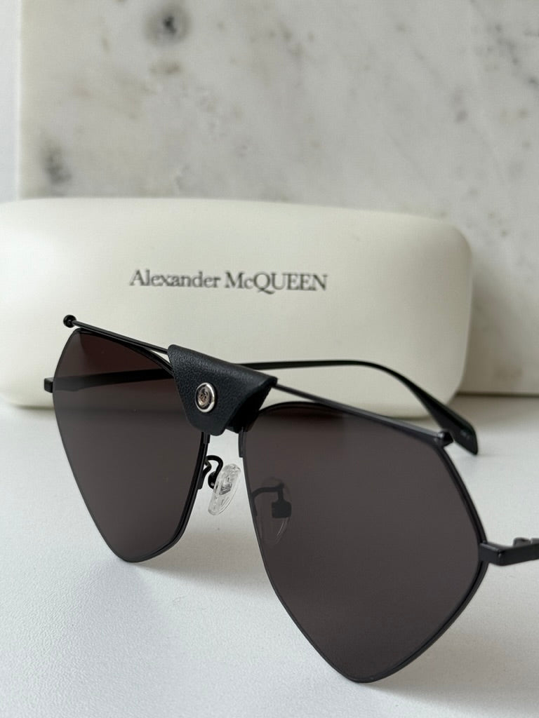 Alexander McQueen AM0317S Black Aviator Sunglasses
