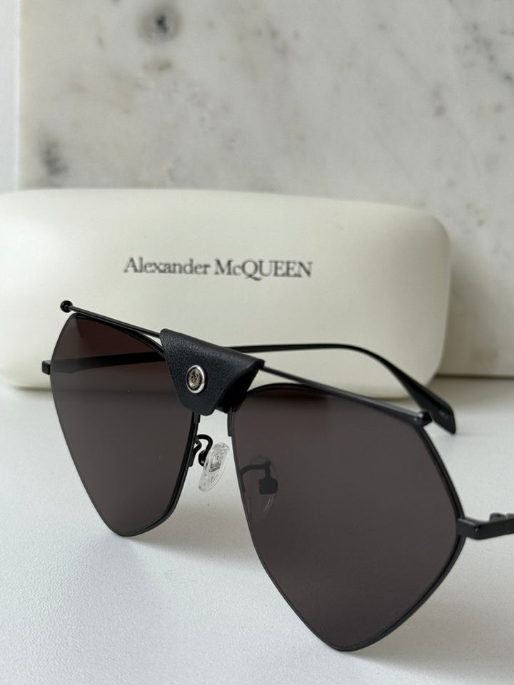 Alexander McQueen AM0317S Black Aviator Sunglasses