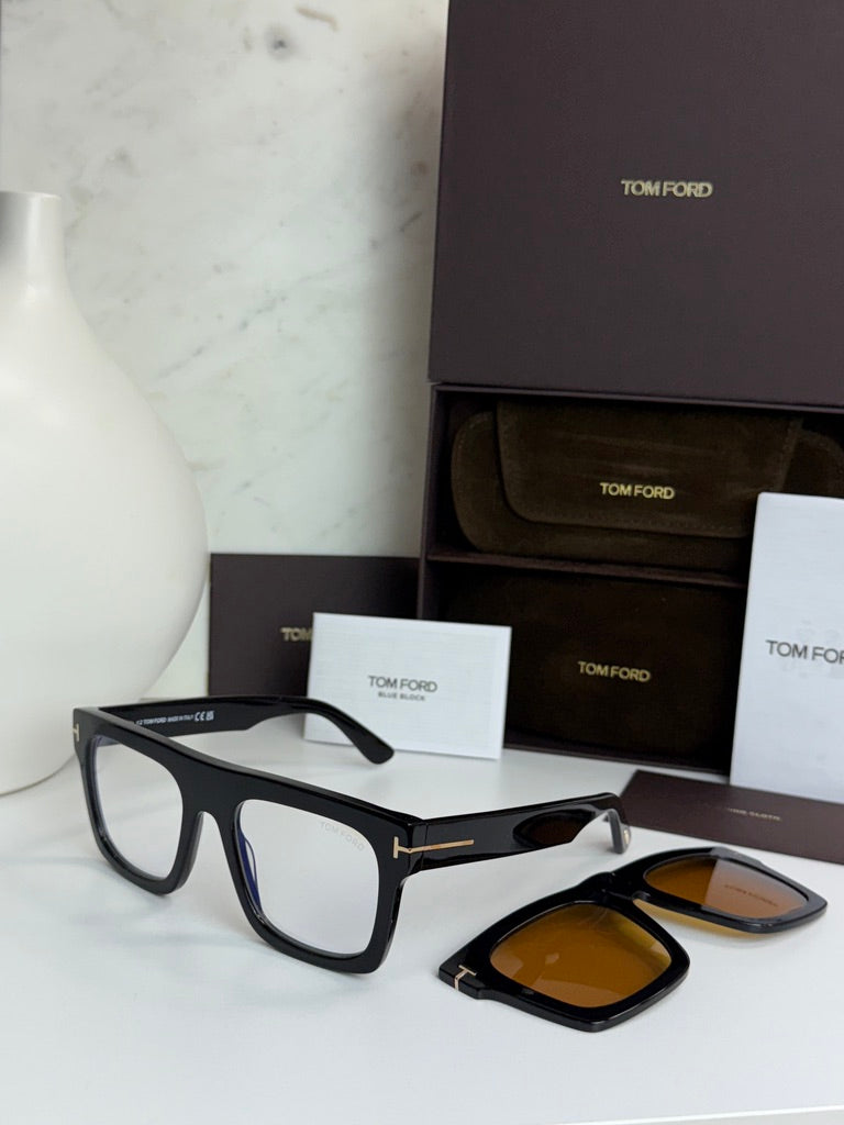 Tom Ford FT6068-B Clip On Unisex Sunglasses in Black Yellow