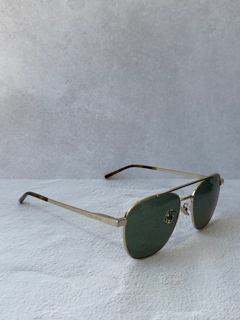 Saint Laurent SL531 Round Sunglasses in Gold